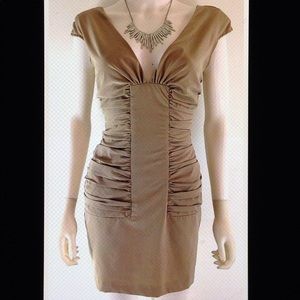 💋XXI Ruched Front V Neck Lined Mini Sheath Dress